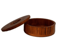 Serving Bread Box Wood Round Shape with Lid