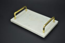 Serving Tray Marble With Brass Handles