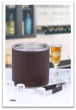 Ice Bucket SS With Brown PU