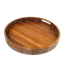 Wood Serving Tray Round With Handle